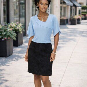 Black 100% Leather Suede Skirt